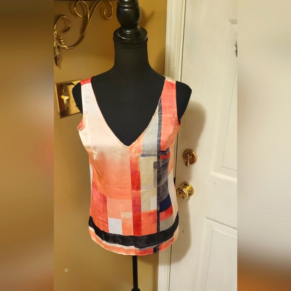 White house Black Market Sleeveless Semi Sheer Top